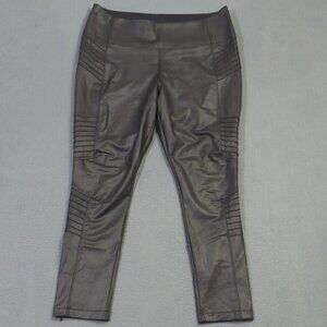 Athleta Pants Women's 2X Black Delancey Gleam Moto Tight Pull On Ankle Zip